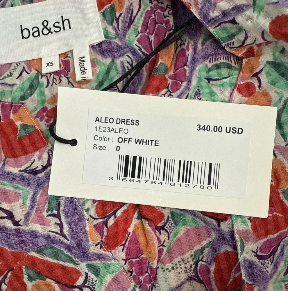ba&sh Aleo Floral Mini Dress Multicolor Artsy NWT XS Oversized Fit - Picture 5 of 10